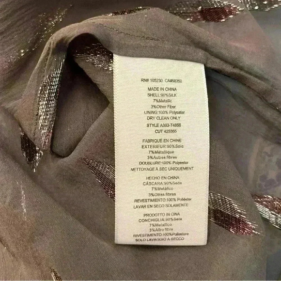 Joie - Silk Mauro Metallic Top Grey Silver Women’s Size Small Semi-sheer Blouse - Picture 14 of 14